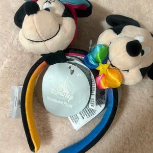 Disney Mickey Mouse Plush Headband - Black, White, Yellow, Blue 70 anniversary